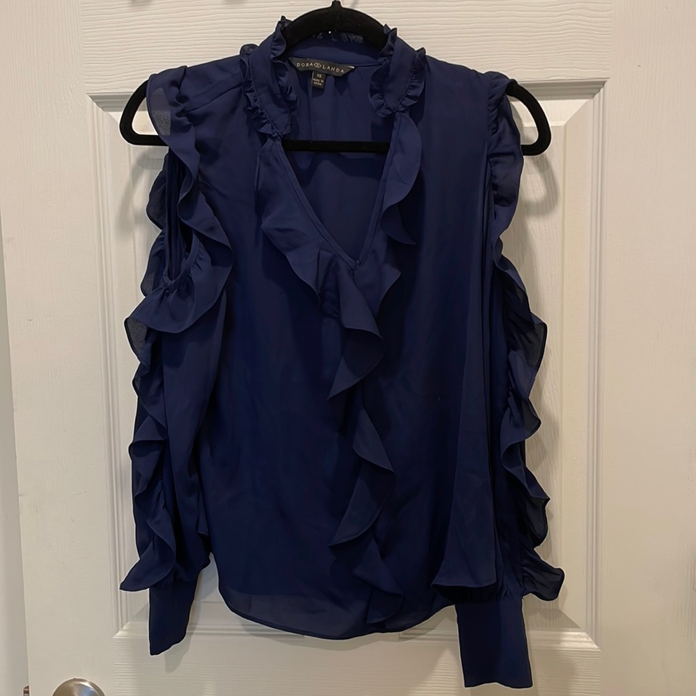 Blue Dora Landa ruffle blouse